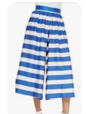 Alice + Olivia Sz 0 Blue and White Striped Wide Leg Culotte Skirt - can fit 2/4